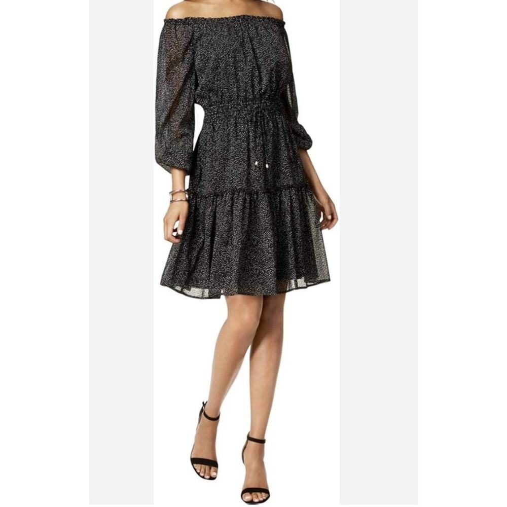 Tommy Hilfiger Black Off-Shoulder Mini Dress